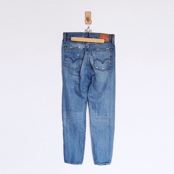 Levi's - Blue Wedgie Icon Straight Jeans In Partner in Crime Wash - Size 26 - Picture 4 of 13